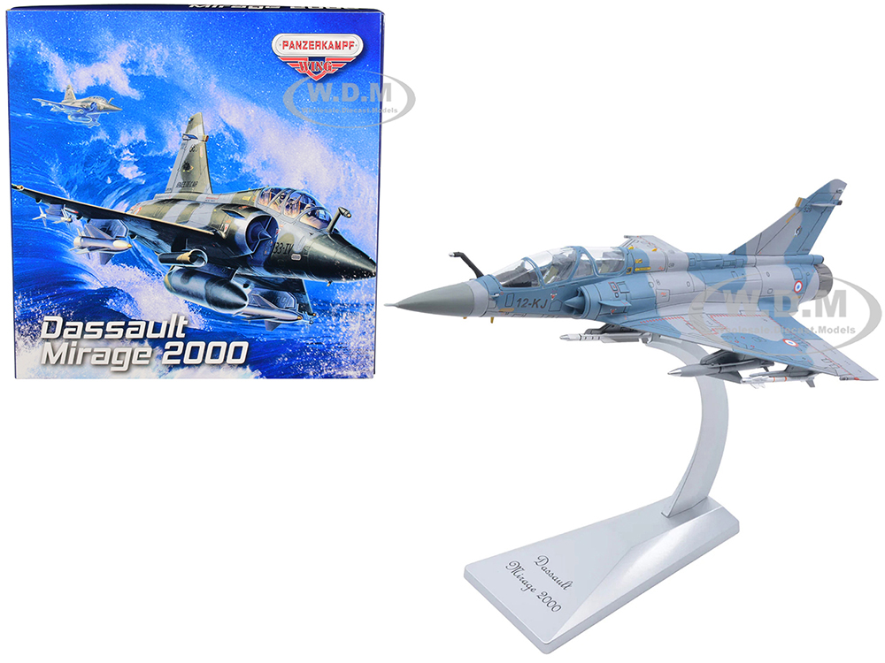 Dassault Mirage 2000B Fighter Plane Blue Camouflage with Missile Accessories Wing Series 1/72 Diecast Model by Panzerkampf