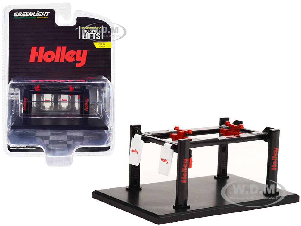 Adjustable Four-Post Lift "Holley" Black "Four-Post Lifts" Series 4 1/64 Diecast Model by Greenlight
