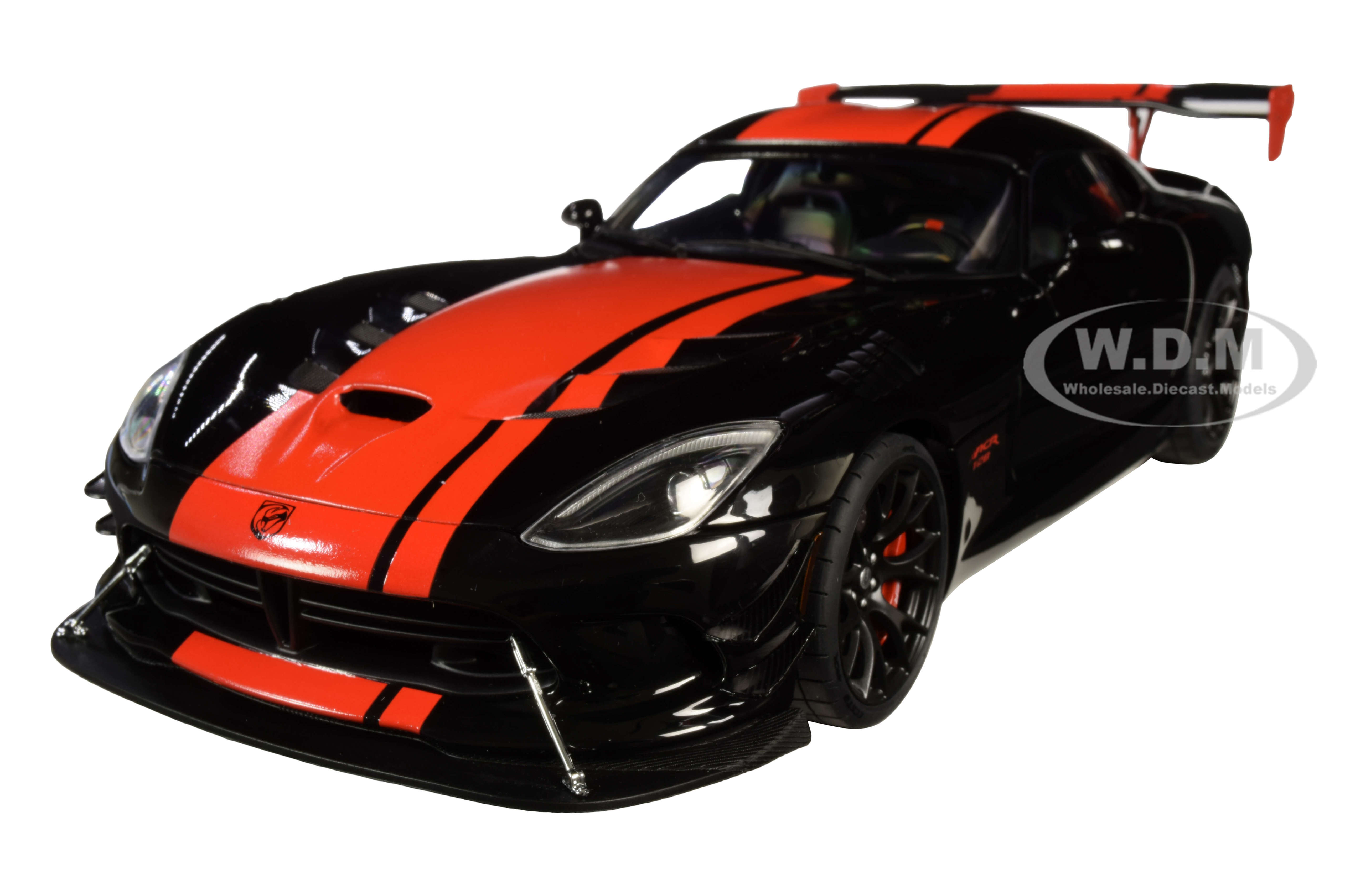 2017 Dodge Viper 128 Edition ACR Black with Red Stripes 1/18 Model Car by Autoart