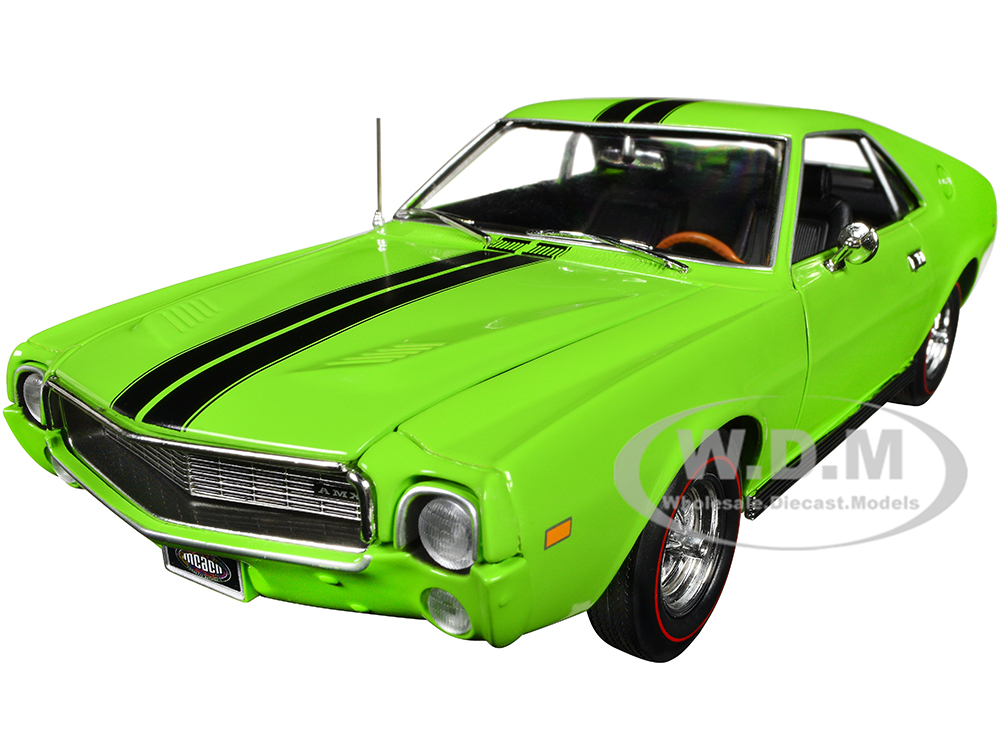 1969 AMC AMX Big Bad Lime Green with Black Stripes "Muscle Car &amp; Corvette Nationals" (MCACN) "American Muscle" Series 1/18 Diecast Model Car by A