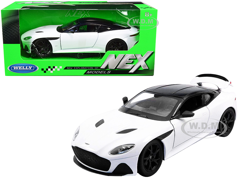 Aston Martin DBS Superleggera White With Black Top NEX Models 1/24 Diecast Model Car By Welly