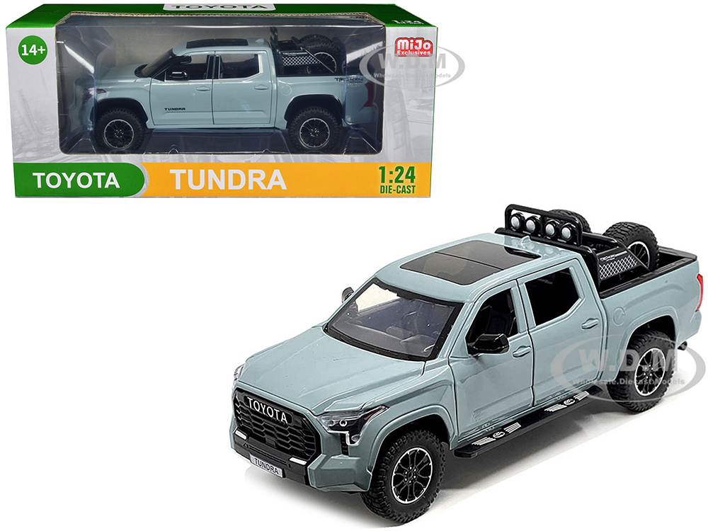2023 Toyota Tundra TRD 4x4 Pickup Truck Lunar Rock Gray with Sunroof and Wheel Rack 1/24 Diecast Model Car