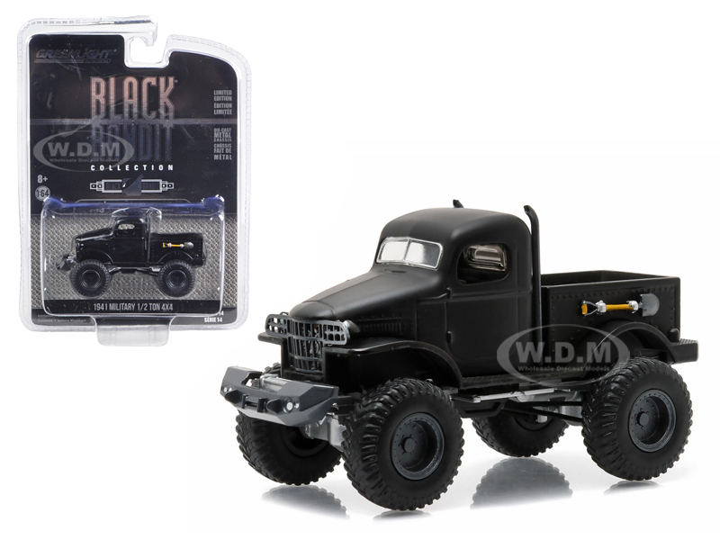 Image of 1941 Military 1/2 Ton 4x4 Pick Up Truck Black Bandit 1/64 Diecast Model by Greenlight