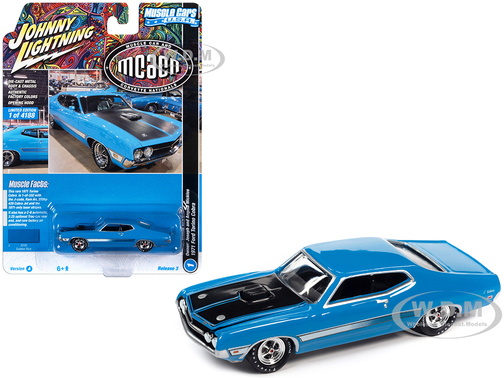 1971 Ford Torino Cobra Grabber Blue with Stripes "MCACN (Muscle Car and Corvette Nationals)" Limited Edition to 4188 pieces Worldwide "Muscle Cars US