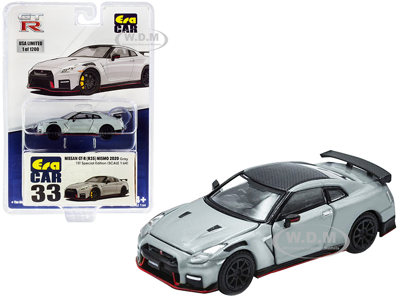 2020 Nissan GT-R (R35) RHD (Right Hand Drive) Nismo Gray with Carbon Top Limited Edition to 1200 pieces Special Edition 1/64 Diecast Model Car by Era Car