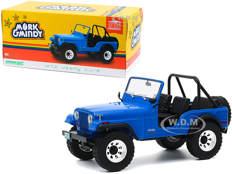 1972 Jeep CJ-5 Blue "Mork &amp; Mindy" (1978-1982) TV Series 1/18 Diecast Model Car by Greenlight