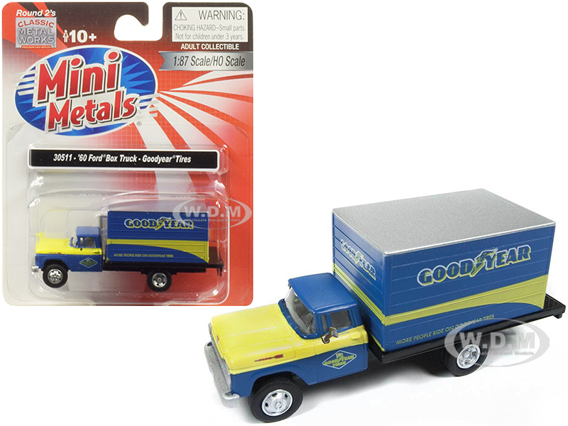 1960 Ford Box Truck "goodyear" Blue 1/87 (ho) Scale Model By Classic Metal Works