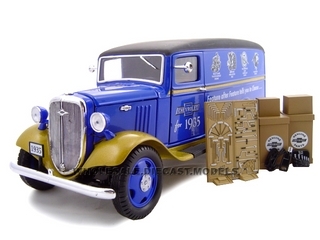 1935 Chevrolet Canopy Truck Blue Truck With Accessories 1/24 Diecast Model By Unique Replicas