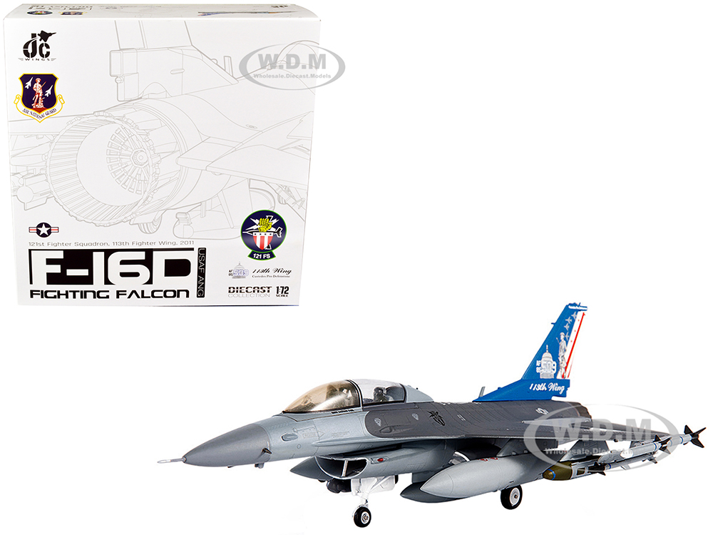 Lockheed F-16D Fighting Falcon Fighter Plane USAF ANG 121st Fighter Squadron 113th Fighter Wing (2011) 1/72 Diecast Model by JC Wings