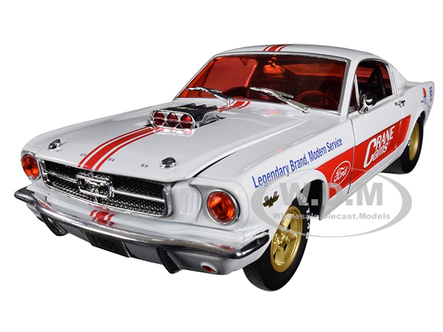 1965 Ford Mustang Fastback 22 "crane Cams" White With Red Stripes Limited Edition To 5880 Pieces Worldwide 1/24 Diecast Model Car By M2 Machines