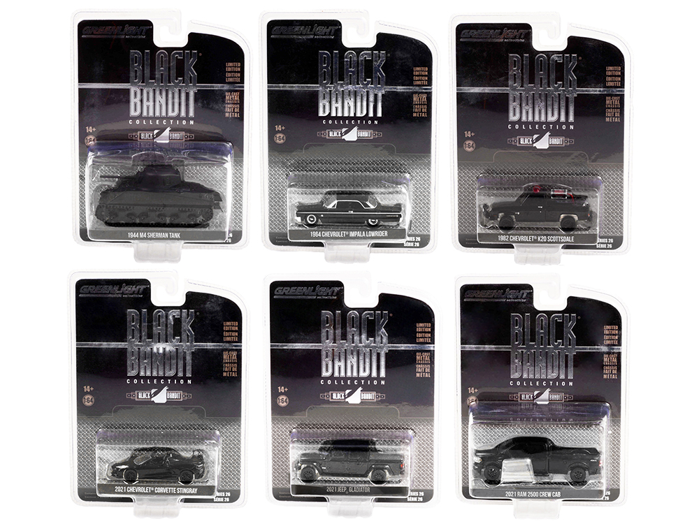 "Black Bandit" 6 piece Set Series 26 1/64 Diecast Model Cars by Greenlight