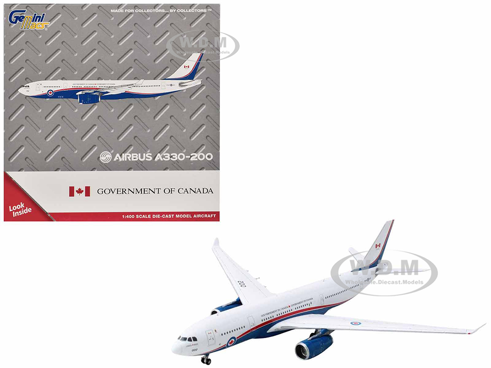 Airbus CC-330 Husky Aircraft Government of Canada (330002) White with Blue and Red Stripes Gemini Macs Series 1/400 Diecast Model Airplane by GeminiJets