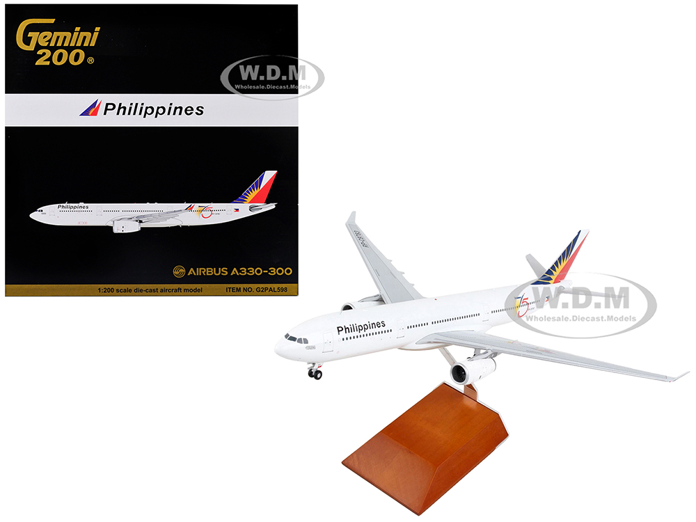 Airbus A330-300 Commercial Aircraft Philippine Airlines - 75th Anniversary White with Tail Graphics Gemini 200 Series 1/200 Diecast Model Airplane by GeminiJets