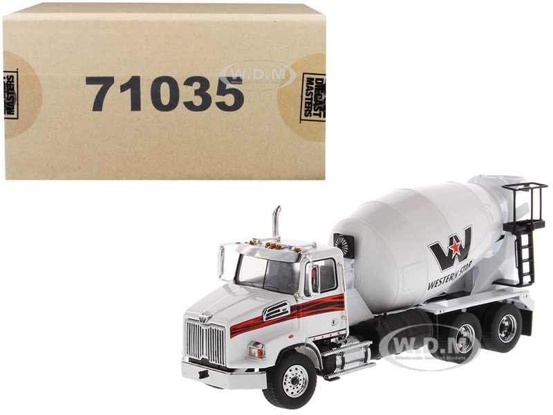 Western Star 4700 SB Concrete Mixer Truck White 1/50 Diecast Model By Diecast Masters