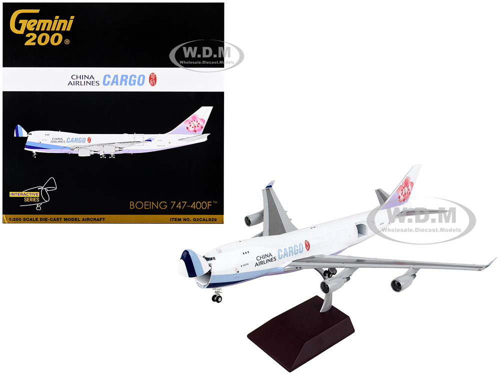 Boeing 747-400F Commercial Aircraft China Airlines Cargo White with Purple Tail Gemini 200 - Interactive Series 1/200 Diecast Model Airplane by GeminiJets