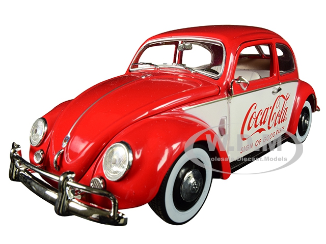 Image of 1952 Volkswagen Beetle Deluxe Model "Coca-Cola" Red and White Limited Edition to 9600 pieces Worldwide 1/24 Diecast Model Car by M2 Machines