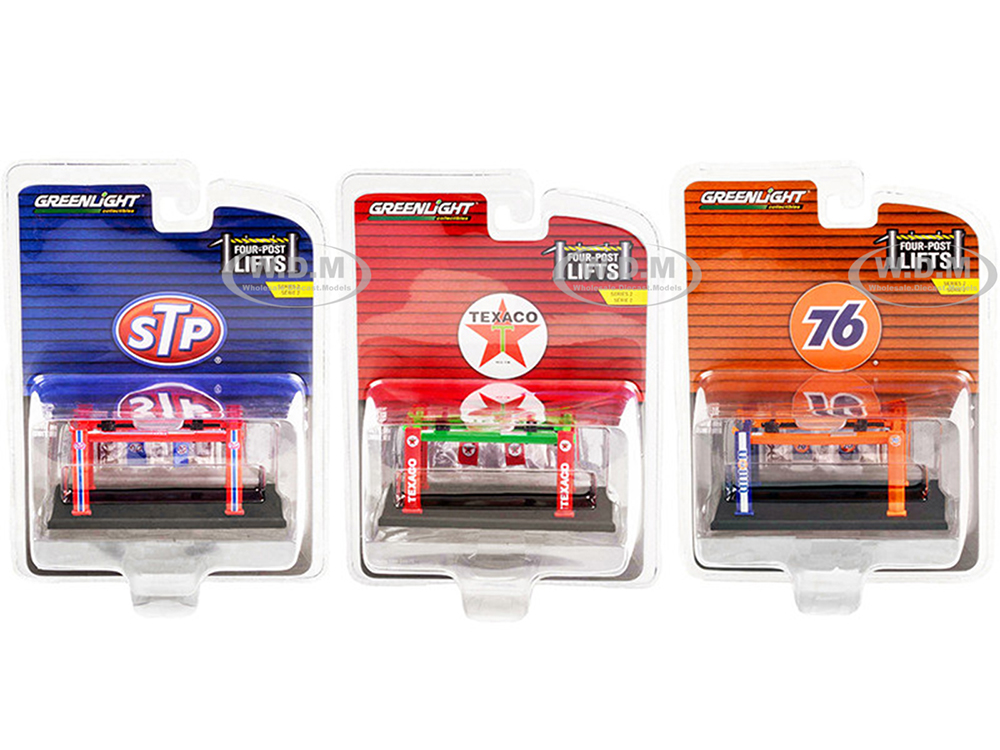 "Four-Post Lifts" Set of 3 pieces Series 2 1/64 Diecast Models by Greenlight