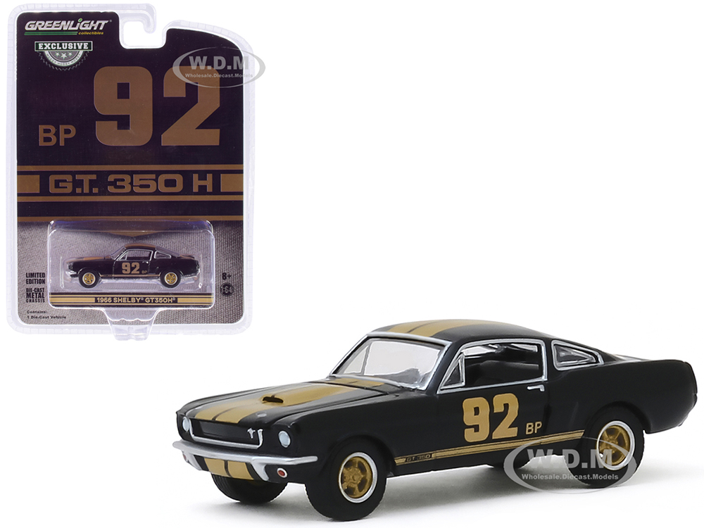 1966 Ford Mustang Shelby Gt350h 92 Bp Black With Gold Stripes "hobby Exclusive" 1/64 Diecast Model Car By Greenlight