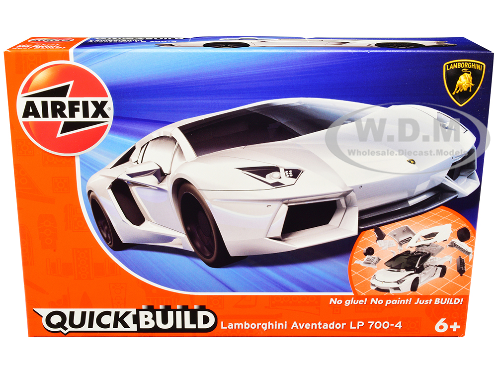 Skill 1 Model Kit Lamborghini Aventador LP 700-4 White Snap Together Painted Plastic Model Car Kit by Airfix Quickbuild