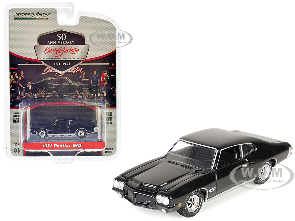 1971 Pontiac GTO Starlight Black (Lot #1030.1) Barrett Jackson Scottsdale Edition Series 13 1/64 Diecast Model Car by Greenlight