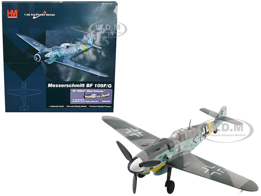 Messerschmitt BF 109G-6 Fighter Aircraft Mato Dukovac 15. (kroat)/JG.52 Croatia Air Force Crimea (April 1944) Air Power Series 1/48 Diecast Model by Hobby Master