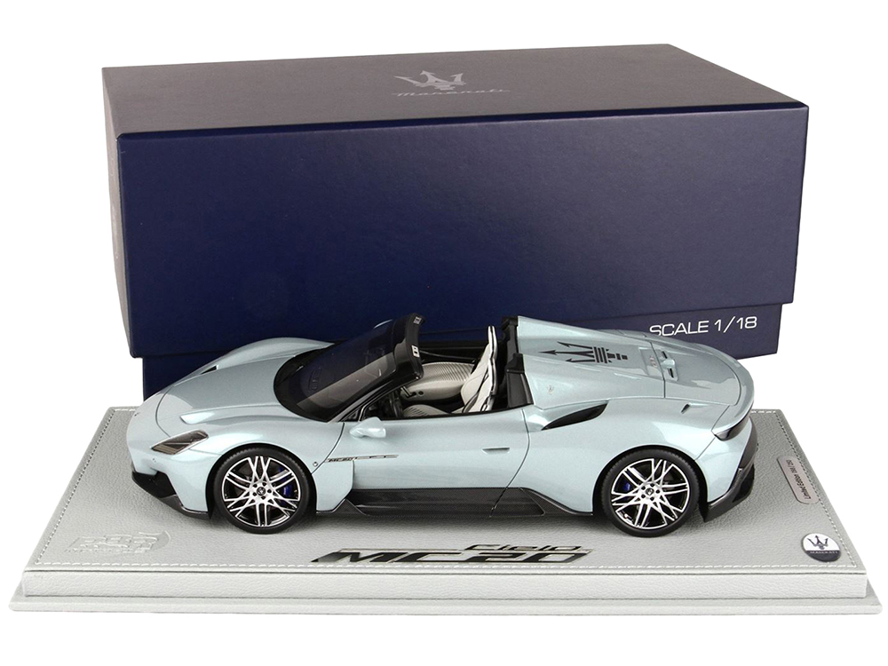 Maserati MC20 Cielo Acqua Marina Light Blue with DISPLAY CASE Limited Edition to 250 pieces Worldwide 1/18 Model Car by BBR