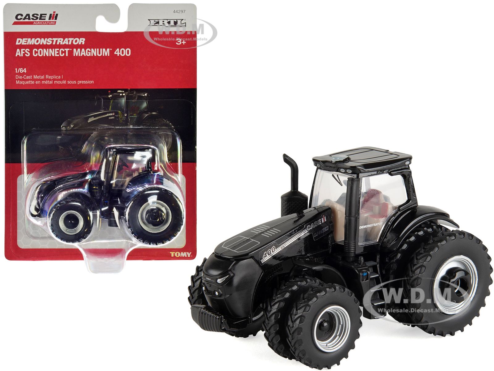 Case IH AFS Connect Magnum 400 Demonstrator Tractor Black with Dual Wheels Case IH Agriculture 1/64 Diecast Model by ERTL TOMY