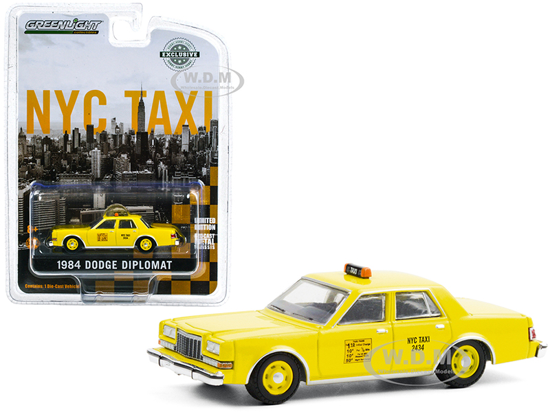 1984 Dodge Diplomat Yellow NYC Taxi (New York City) Hobby Exclusive 1/64 Diecast Model Car by Greenlight
