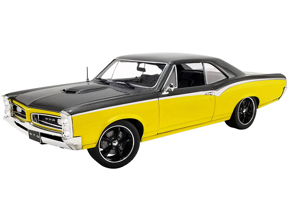 1966 Pontiac GTO "Restomod" Yellow and Dark Gray Metallic Limited Edition to 480 pieces Worldwide 1/18 Diecast Model Car by ACME