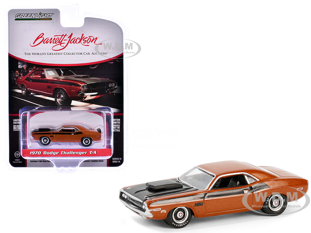 1970 Dodge Challenger T/A Burnt Orange Metallic with Black Hood and Stripes (Palm Beach 2023) Barrett Jackson "Scottsdale Edition" Series 14 1/64 Die