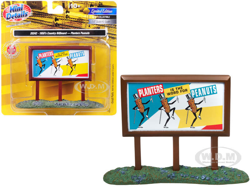 1950s Country Billboard "planters Peanuts" For 1/87 (ho) Scale Models By Classic Metal Works