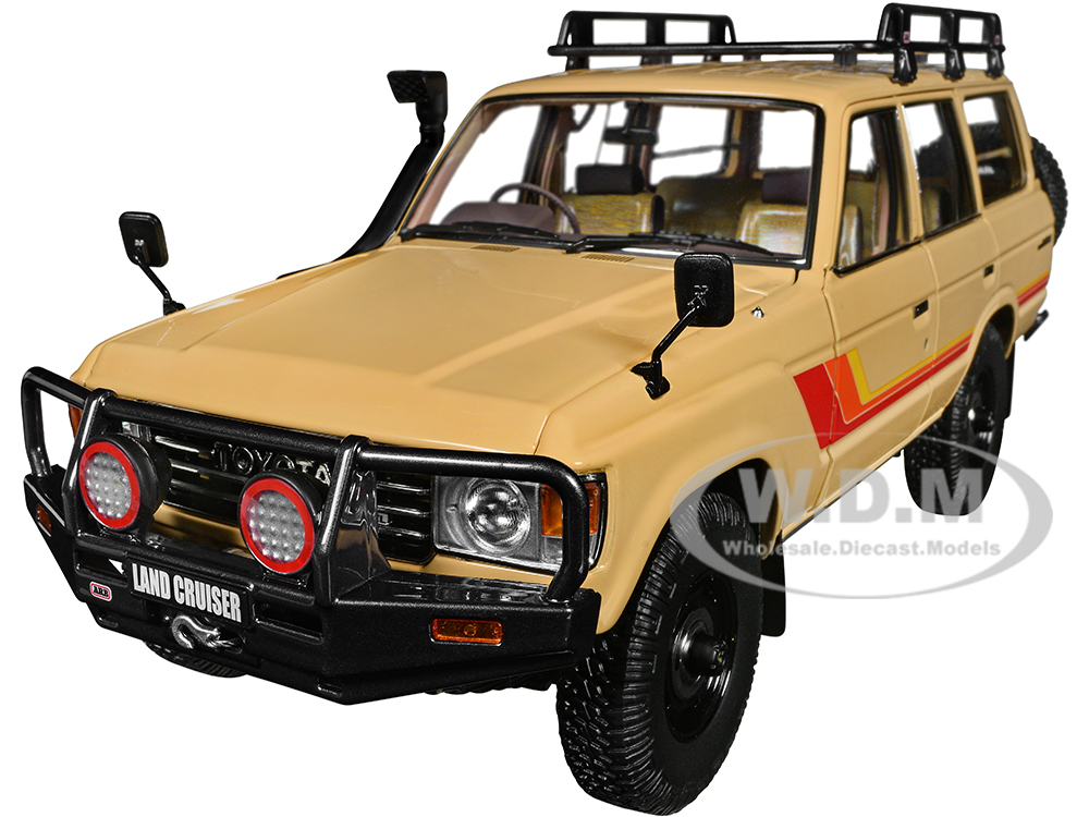 Toyota Land Cruiser 60 RHD (Right Hand Drive) Beige With Stripes And Roof Rack With Accessories 1/18 Diecast Model Car By Kyosho