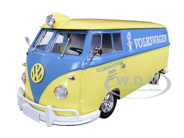 1960 Volkswagen Delivery Van Yukon Yellow Dove with Blue Stripe "Volkswagenwerk GMBH" Limited Edition to 5880 pieces Worldwide 1/24 Diecast Model by