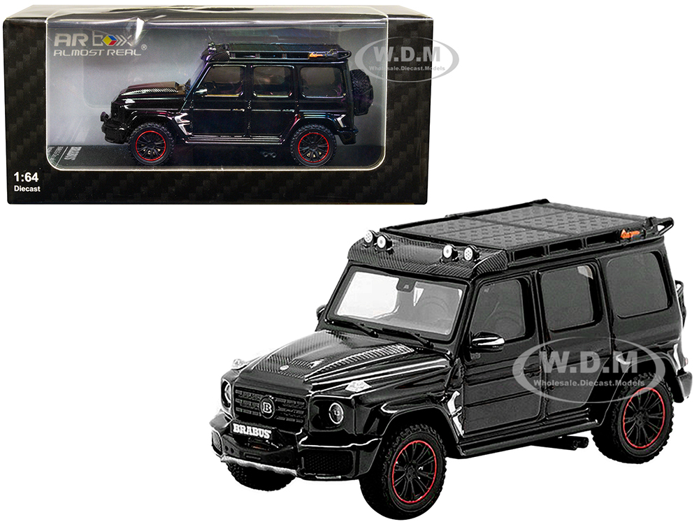 2020 Mercedes-AMG G63 Brabus G-Class with Adventure Package Obsidian Black with Carbon Hood with Roof Rack "AR Box" Series 1/64 Diecast Model Car by