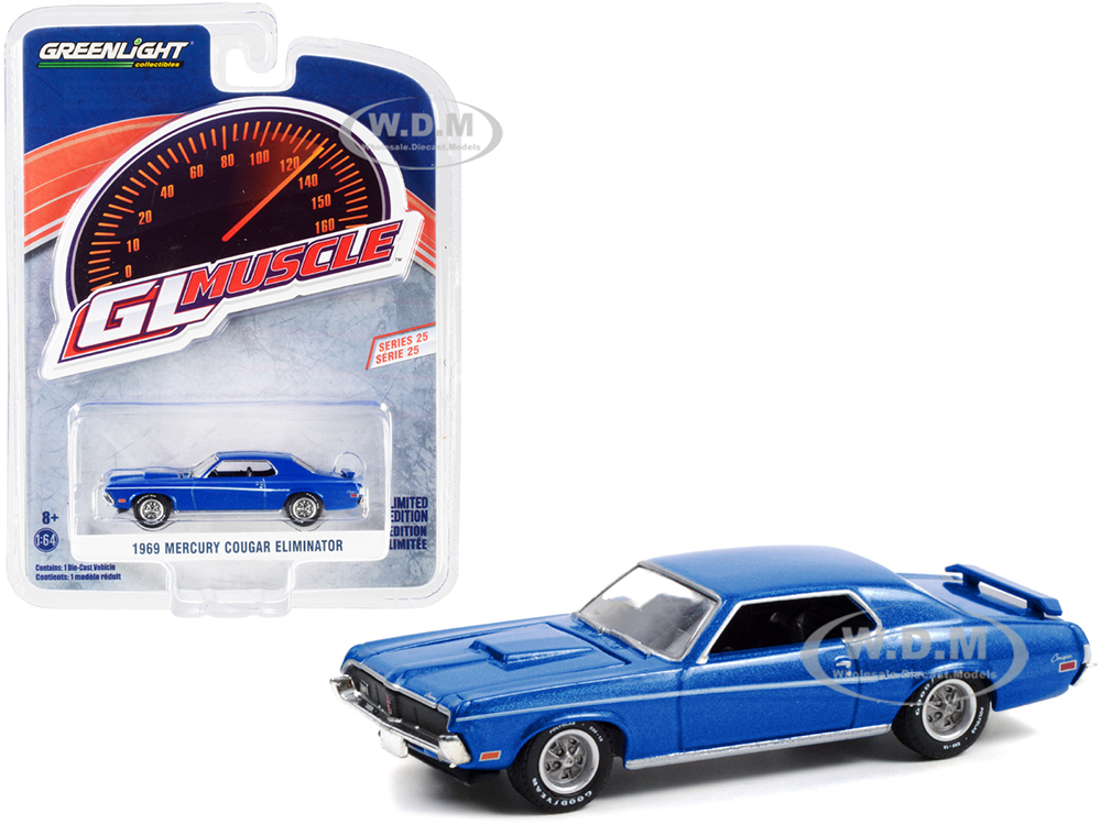 1969 Mercury Cougar Eliminator Medium Blue Iridescent Metallic "Greenlight Muscle" Series 25 1/64 Diecast Model Car by Greenlight