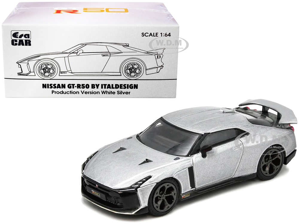 Nissan GT-R50 by Italdesign White Silver 1/64 Diecast Model Car by Era Car