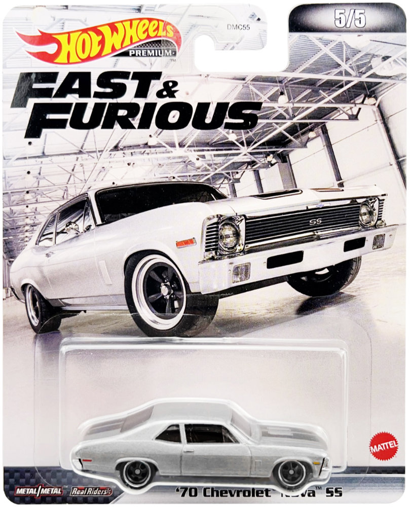 1970 Chevrolet Nova SS Silver Metallic with Black Stripes "Fast &amp; Furious" Series Diecast Model Car by Hot Wheels