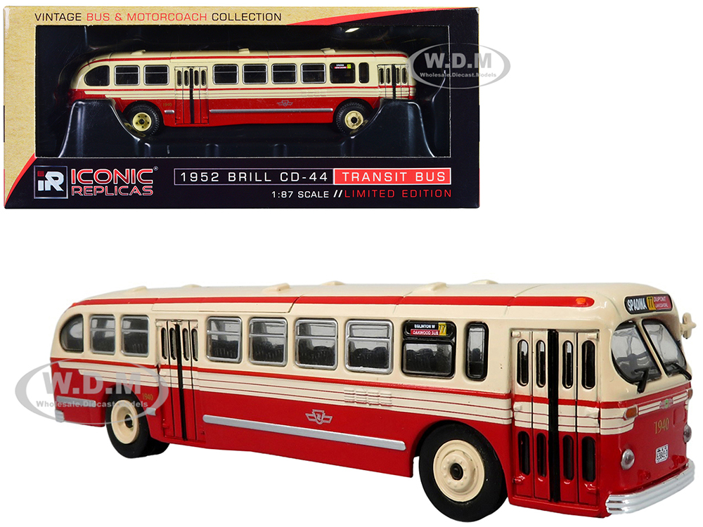 1952 CCF-Brill CD-44 Transit Bus TTC (Toronto Transit Commission) Spadina 77 Dupont-Lakeshore Vintage Bus & Motorcoach Collection 1/87 (HO) Diecast Model by Iconic Replicas