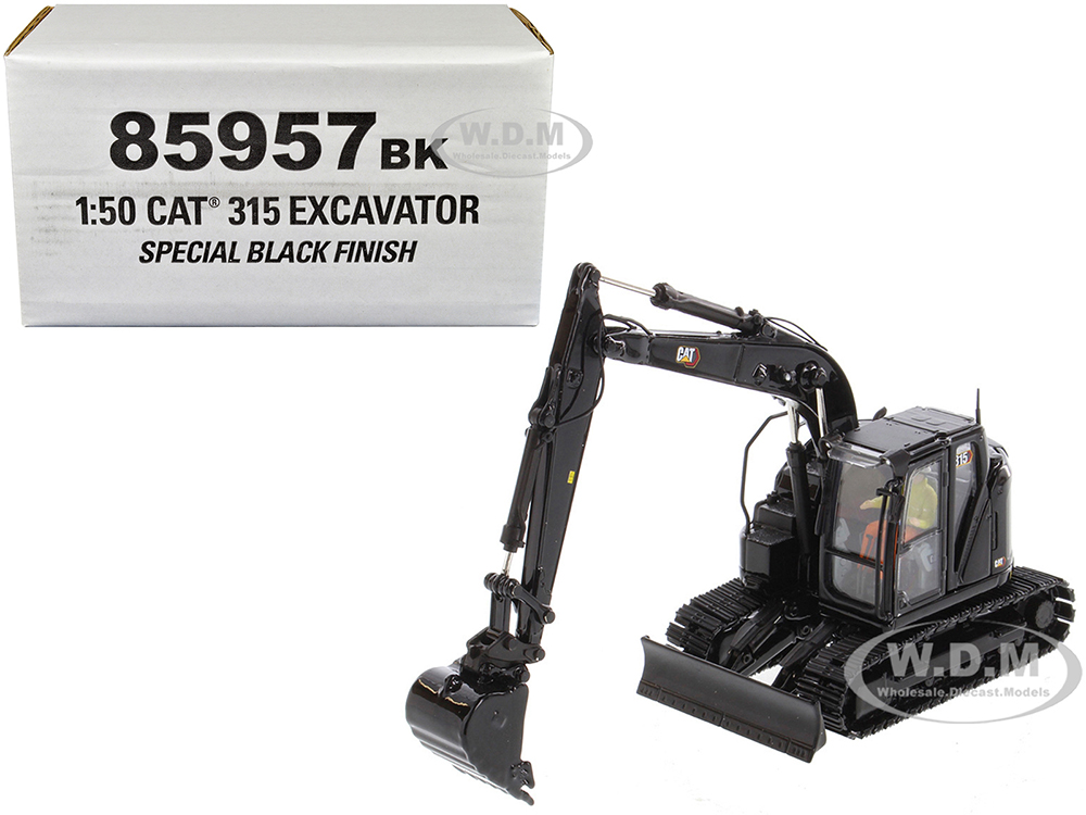 CAT Caterpillar 315 Track Type Hydraulic Excavator Special Black Finish with Operator High Line Series 1/50 Diecast Model by Diecast Masters