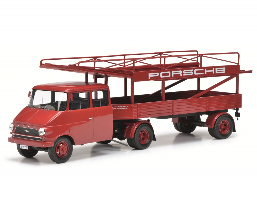 Image of Opel Blitz "Porsche" Racing Transporter Red Limited Edition to 2000 pieces Worldwide 1/18 Model by Schuco