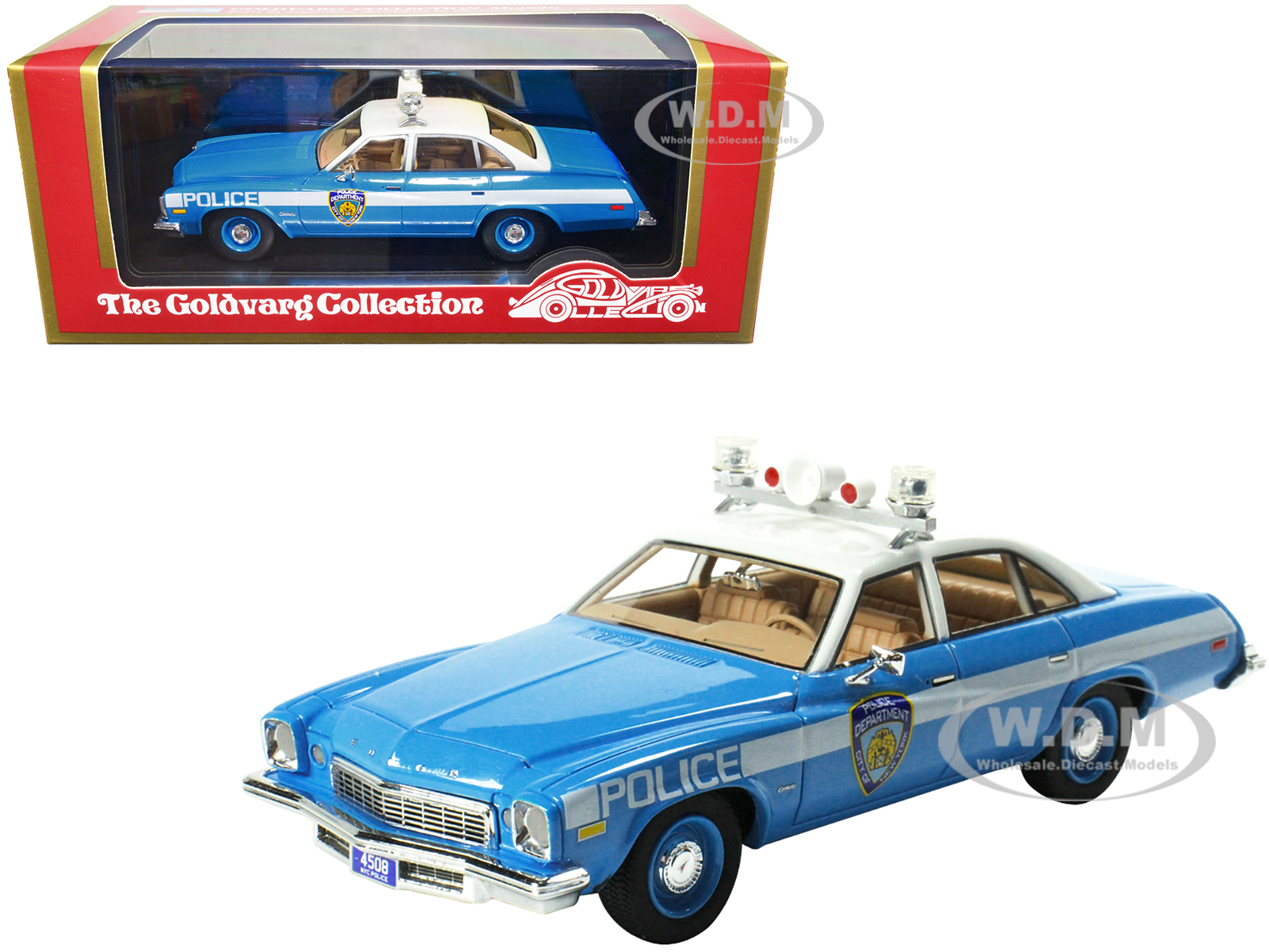 1974 Buick Century Police Blue and White NYPD (New York City Police Department) Limited Edition to 333 pieces Worldwide 1/43 Model Car by Goldvarg Co