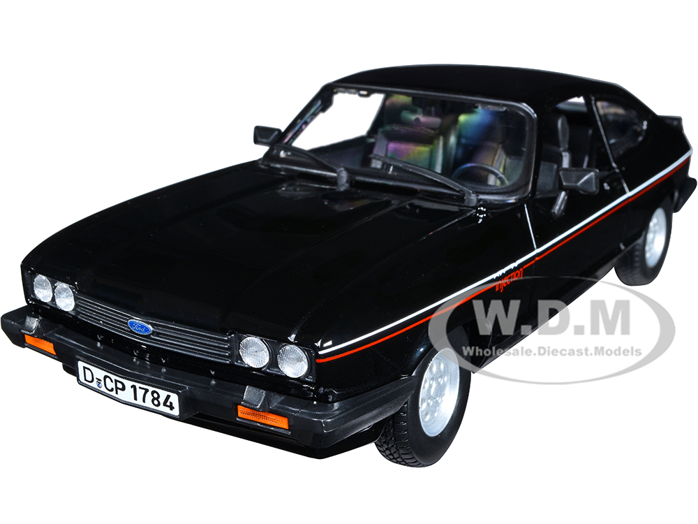 1982 Ford Capri Black with Stripes 1/24 Diecast Model Car by Bburago