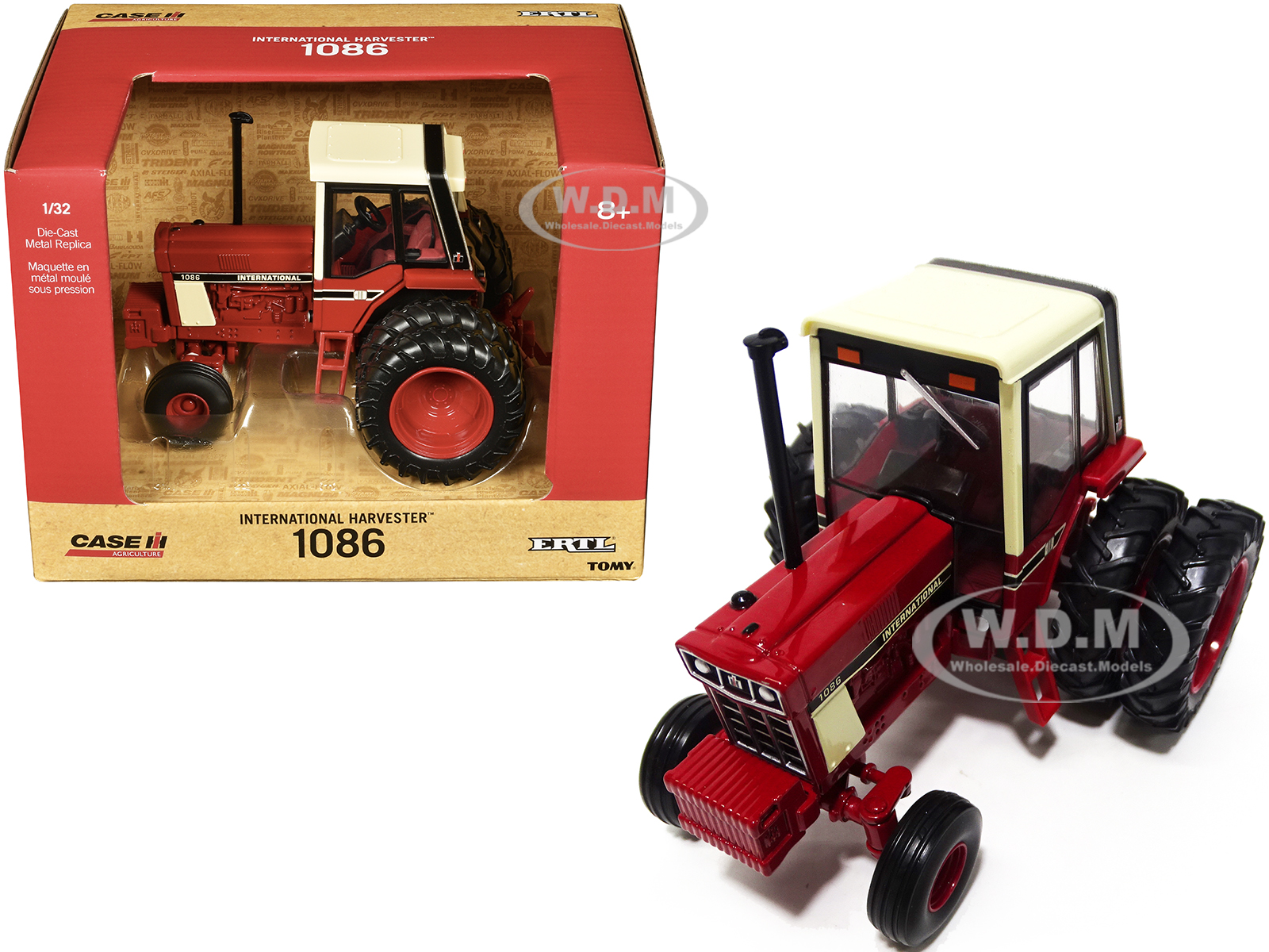 International Harvester 1086 Tractor Red with Cream Top and Dual Wheels "Case IH Agriculture" Series 1/32 Diecast Model by ERTL TOMY