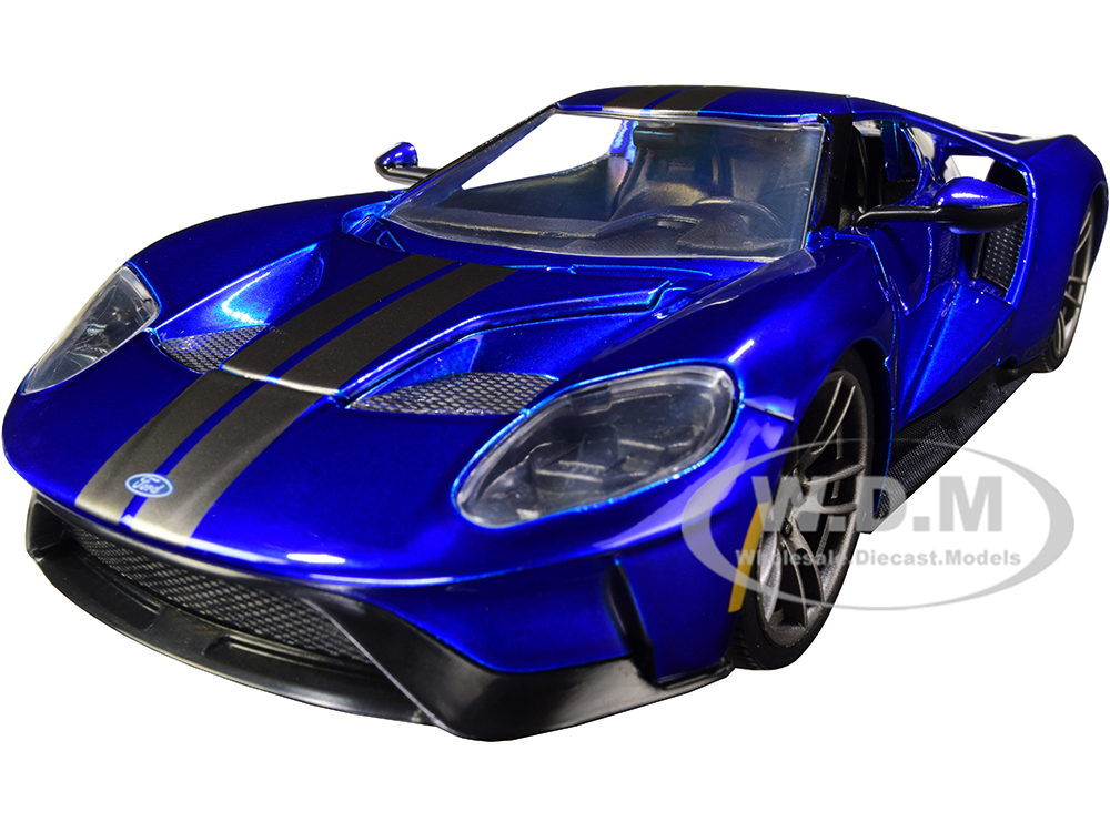 2017 Ford GT Candy Blue with Gray Stripes "Hyper-Spec" Series 1/24 Diecast Model Car by Jada