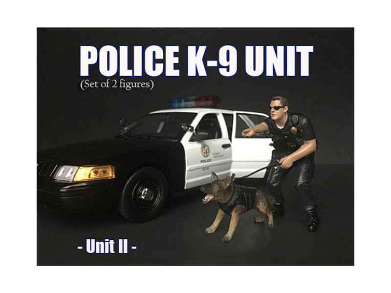 Police Officer Figure With K9 Dog Unit Ii For 1/18 Scale Models By American Diorama