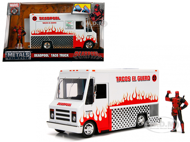 Deadpool Taco Truck with Deadpool Diecast Figurine Marvel Series 1/24 Diecast Model by Jada
