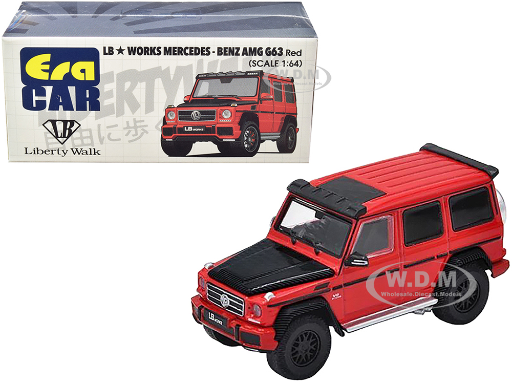 Mercedes-Benz AMG G63 LB Works Wagon Red with Carbon Hood 1/64 Diecast Model Car by Era Car