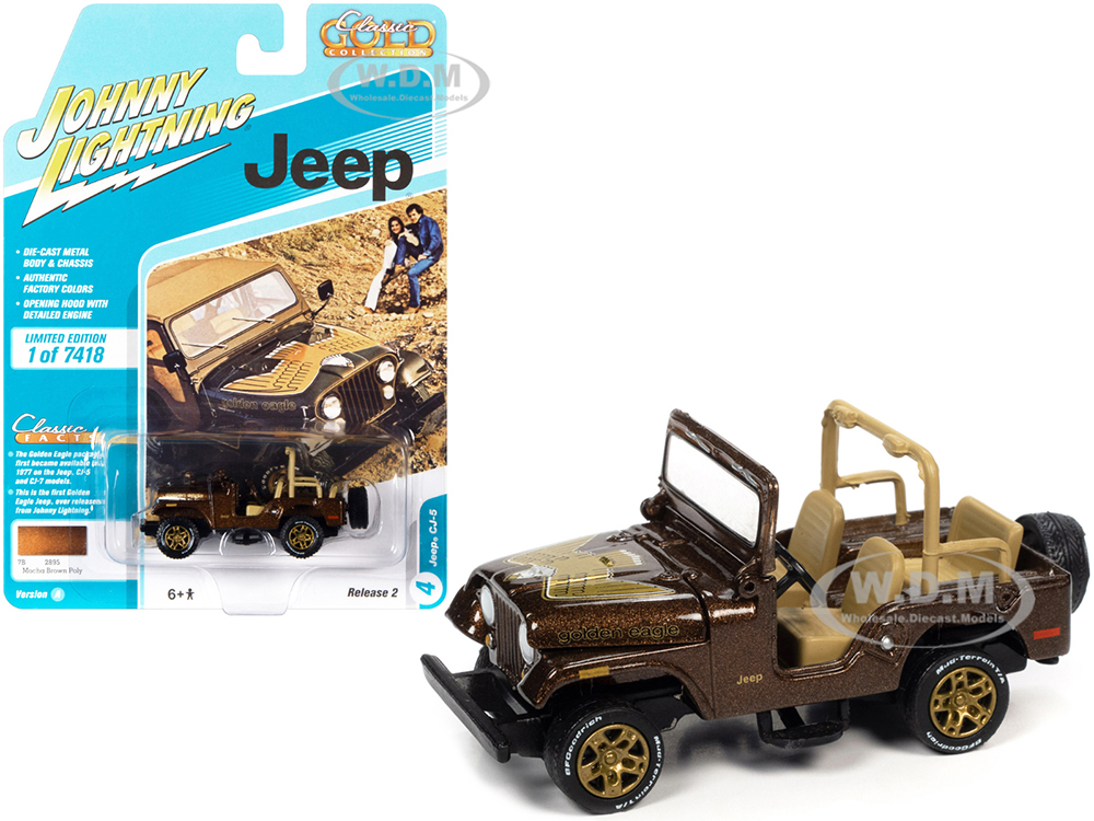 Jeep CJ-5 Mocha Brown Metallic with Golden Eagle Graphics "Classic Gold Collection" Series Limited Edition to 7418 pieces Worldwide 1/64 Diecast Mode