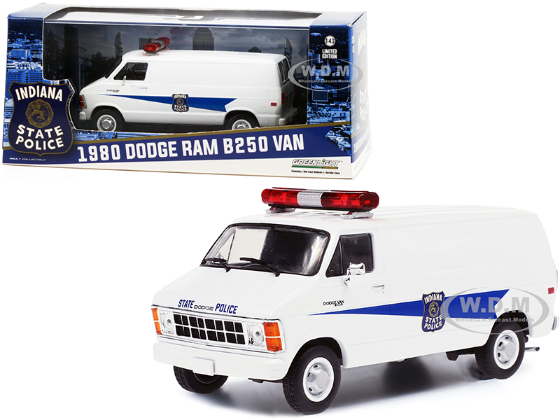 1980 Dodge Ram B250 Van White Indiana State Police 1/43 Diecast Model by Greenlight