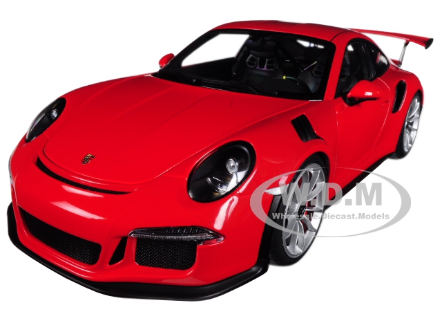 Porsche 911 (991) Gt3 Rs Guards Red With Silver Wheels 1/18 Model Car By Autoart